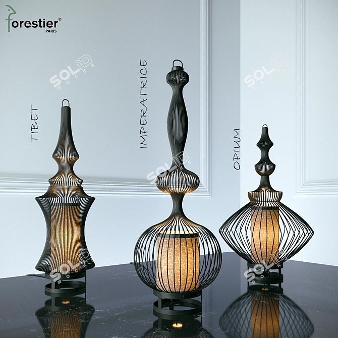 Elegant Table Lamps by Forestier 3D model image 1