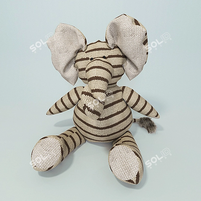 Cuddly Elephant Plush Toy 3D model image 1