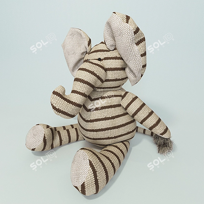 Cuddly Elephant Plush Toy 3D model image 2