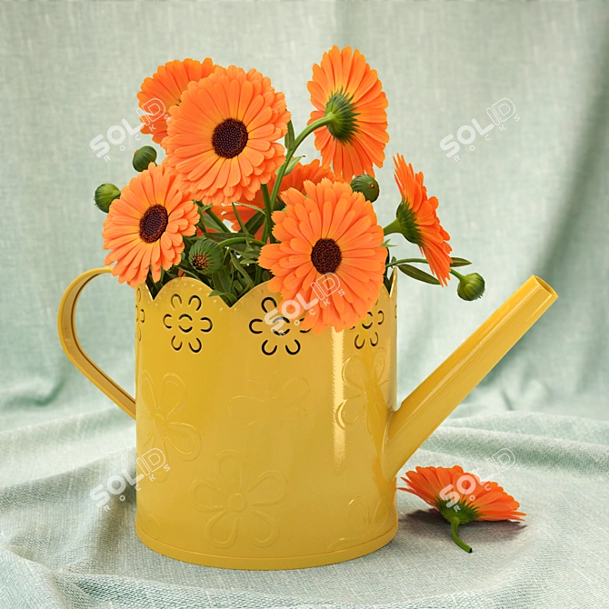 Radiant Calendula Bouquet 3D model image 2