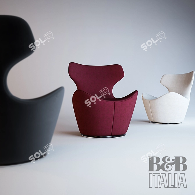 Modern and Chic Armchair: B&B Italia Piccolo Papilio 3D model image 2