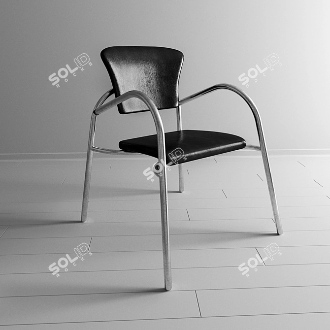 Sleek Steel Seating 3D model image 1