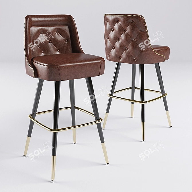 Sleek Steel Bar Stool 3D model image 1