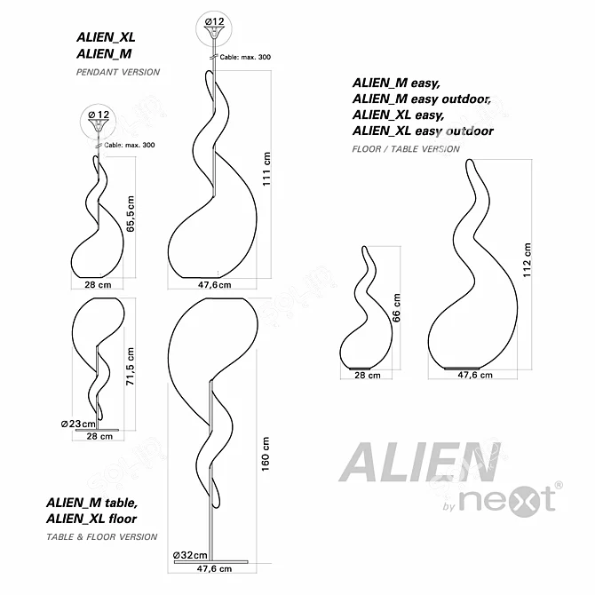 Alien Next: Futuristic Lighting Fixtures 3D model image 2