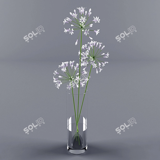 Elegant Agapanthus in Vase 3D model image 1