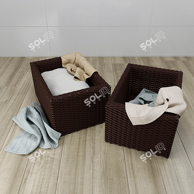 Linen Storage Baskets: Organize Towels 3D model image 1