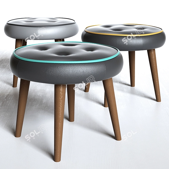 Belham Living Mid-Century Ottoman 3D model image 2