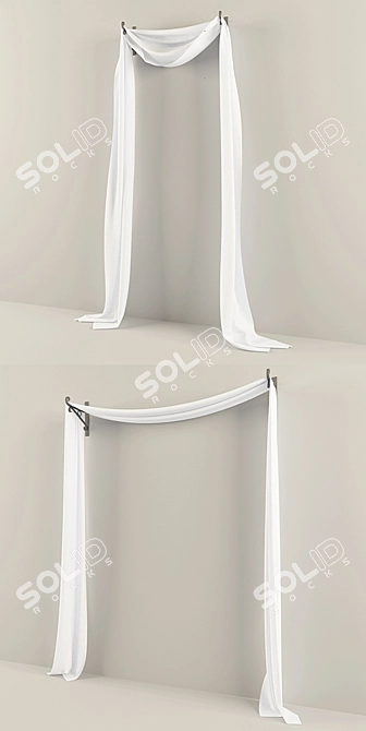 Bracketed Blind and Curtain Set 3D model image 2