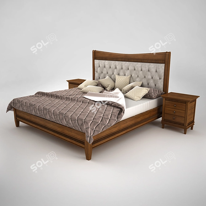 Elegant Tosato Bed & Tables 3D model image 1