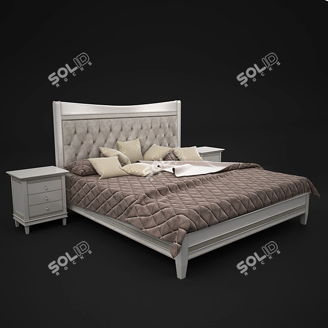 Elegant Tosato Bed & Tables 3D model image 2