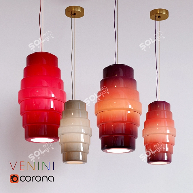 Elegant Venini Zoe Hanging Lamp 3D model image 1