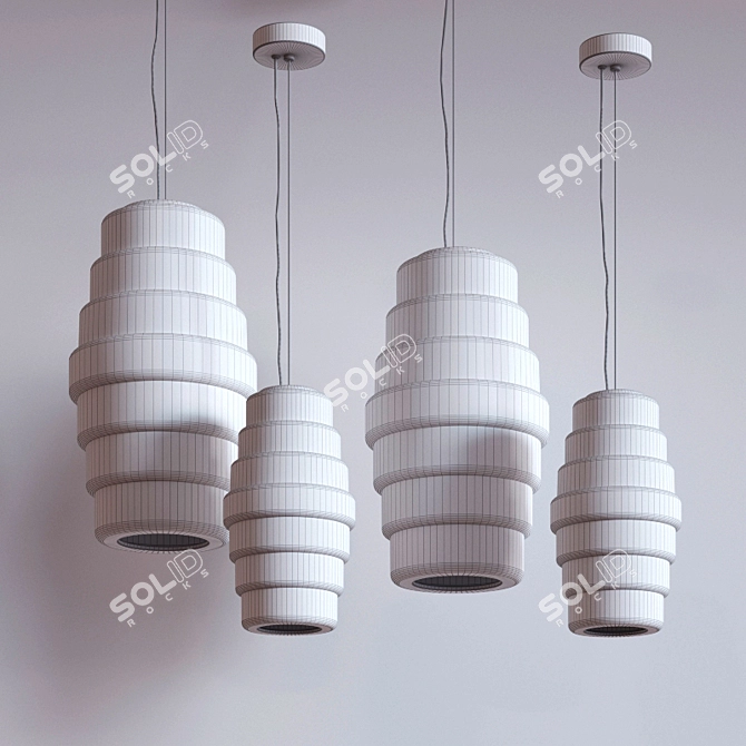 Elegant Venini Zoe Hanging Lamp 3D model image 2
