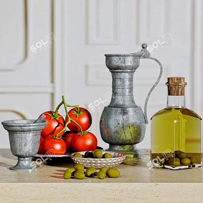 Mediterranean Delight Olive Set 3D model image 1