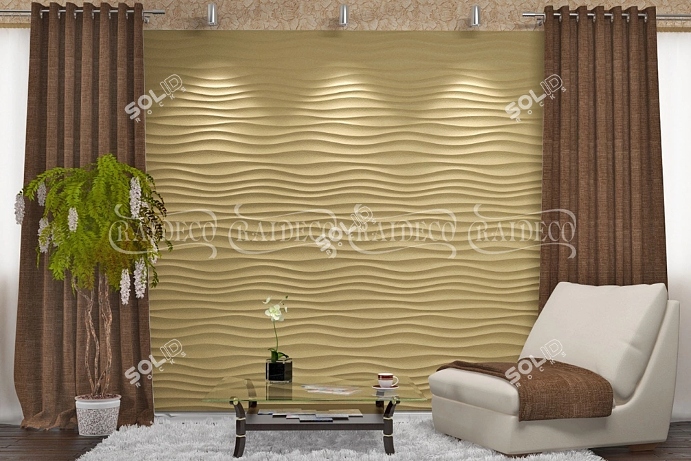 Elegant Gypsum 3D Panels 3D model image 2