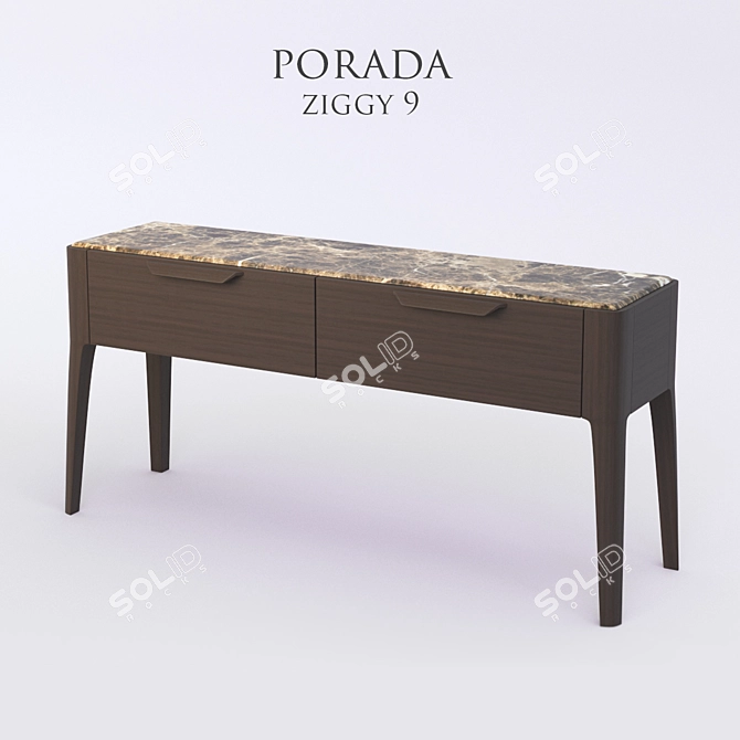 Elegant Walnut Console with Drawers 3D model image 1