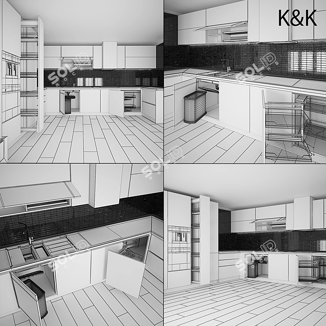 Sleek & Stylish Kitchen Furniture Set 3D model image 2