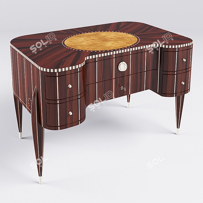 Vintage French Art Deco Writing Desk 3D model image 1