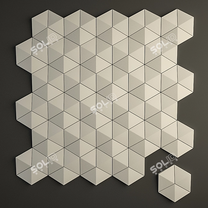 Hexagon 3D Panel: Customizable Gypsum 3D model image 1