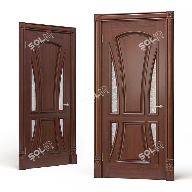 Custom Carved Wood Door 3D model image 1