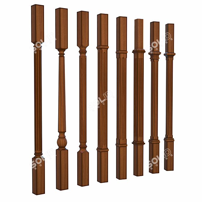 8-Piece Set: Sturdy Posts & Balusters 3D model image 3