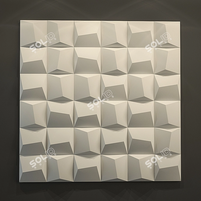 Modern Wave 3D Gypsum Wall Panel 3D model image 2