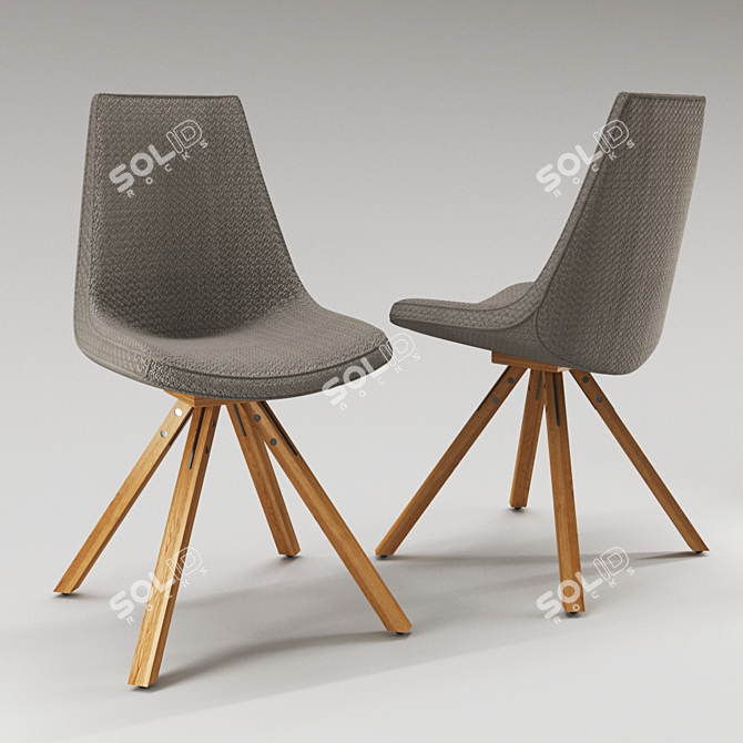 Wooden Leg Fabric Seat Chair 3D model image 1