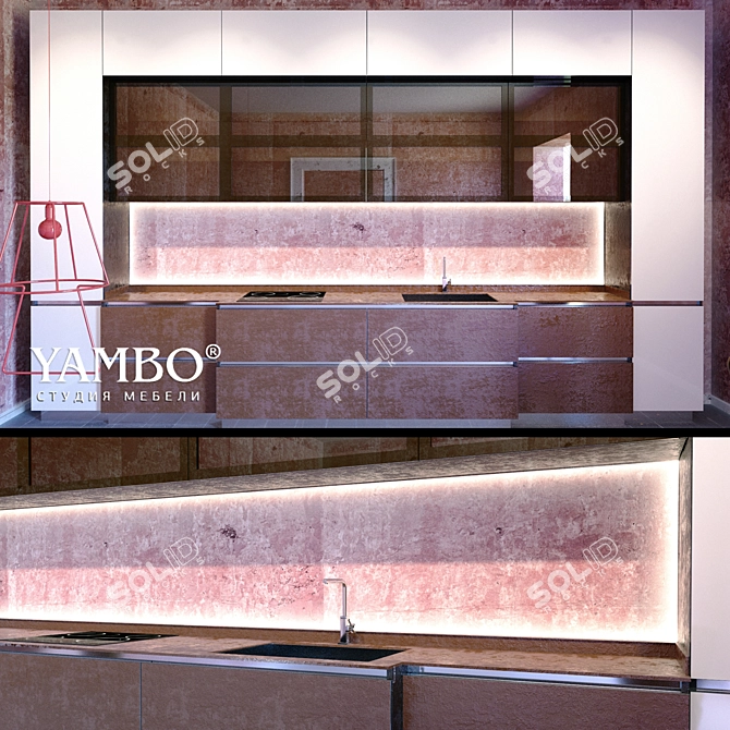 Yambo Porcelain Kitchen: Sleek Neolith Design 3D model image 1