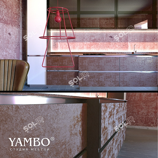 Yambo Porcelain Kitchen: Sleek Neolith Design 3D model image 2