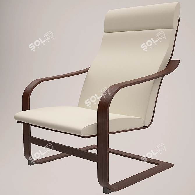 Elevate Comfort with Beige Poeng Cushion 3D model image 1