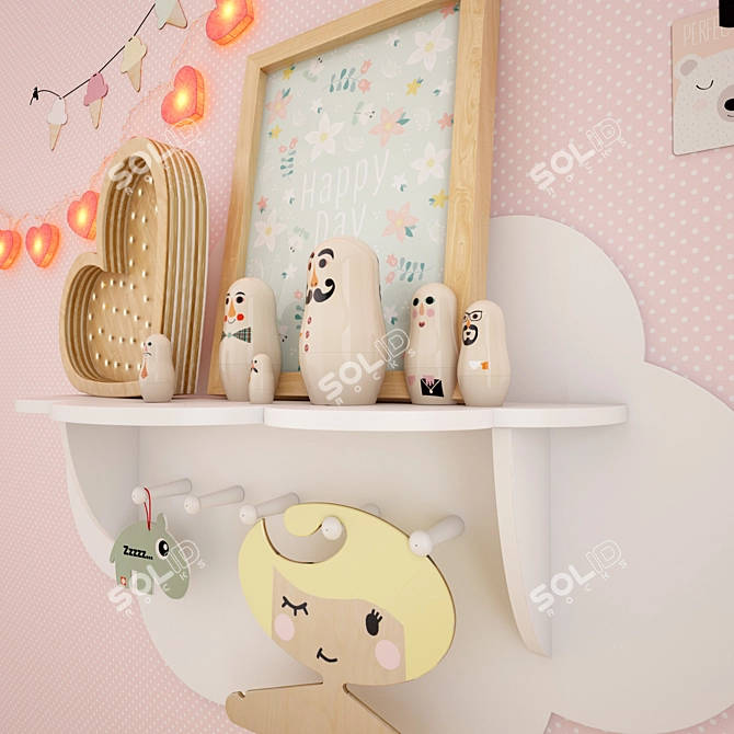 Scandi Chic: Room Decor for Girls 3D model image 2