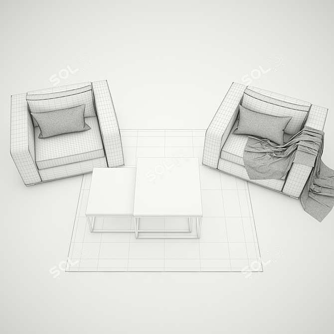 Cozy Home Comfort Bundle: Chairs, Blankets, Cushions, Rugs & Tables 3D model image 3