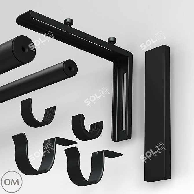 Adjustable Curtain Rod Holder 3D model image 1