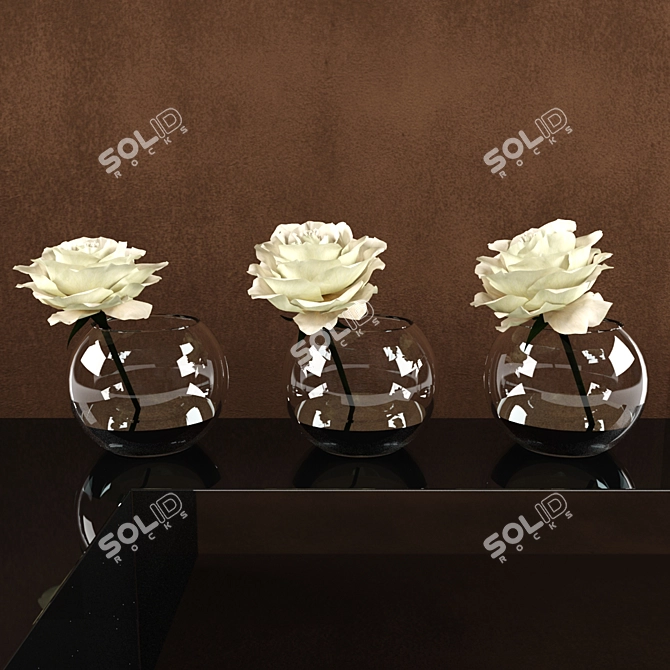 Elegant White Rose Bouquet 3D model image 3