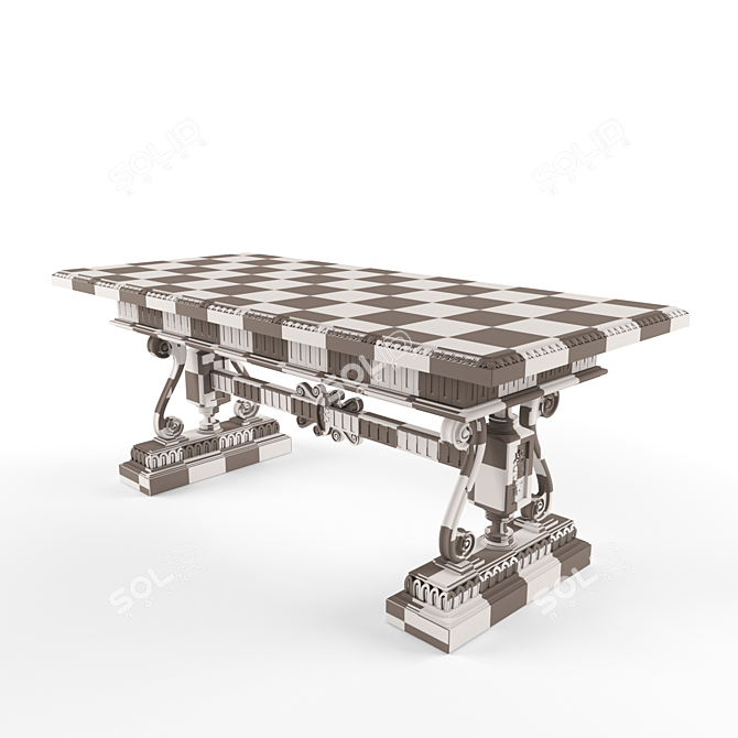 Exquisite Exotic Wood Inlaid Table 3D model image 3