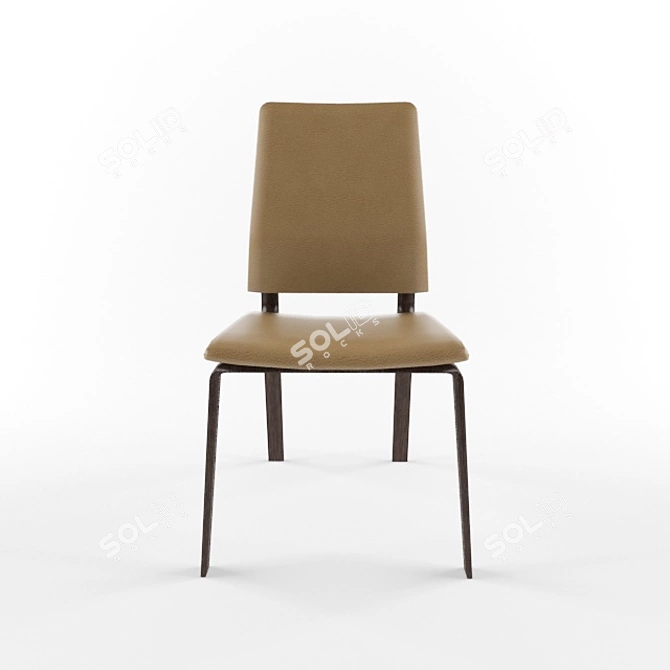 Elegant Leather Wood-Leg Side Chair 3D model image 2
