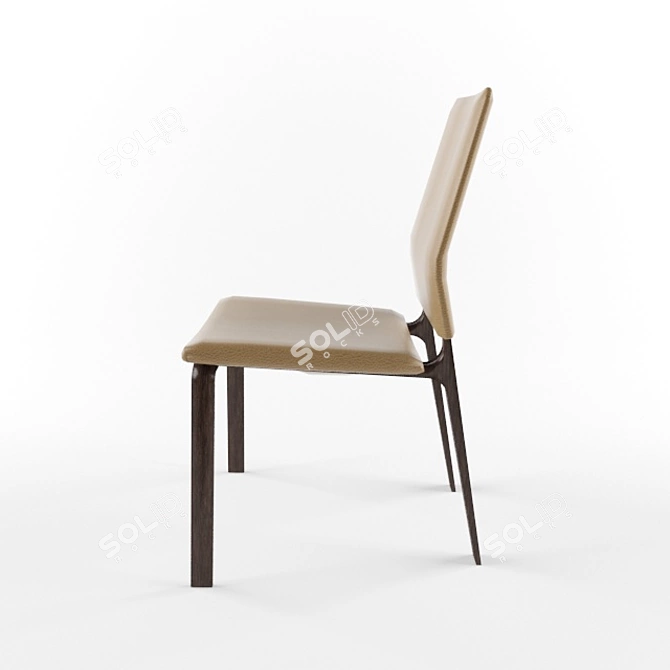 Elegant Leather Wood-Leg Side Chair 3D model image 3