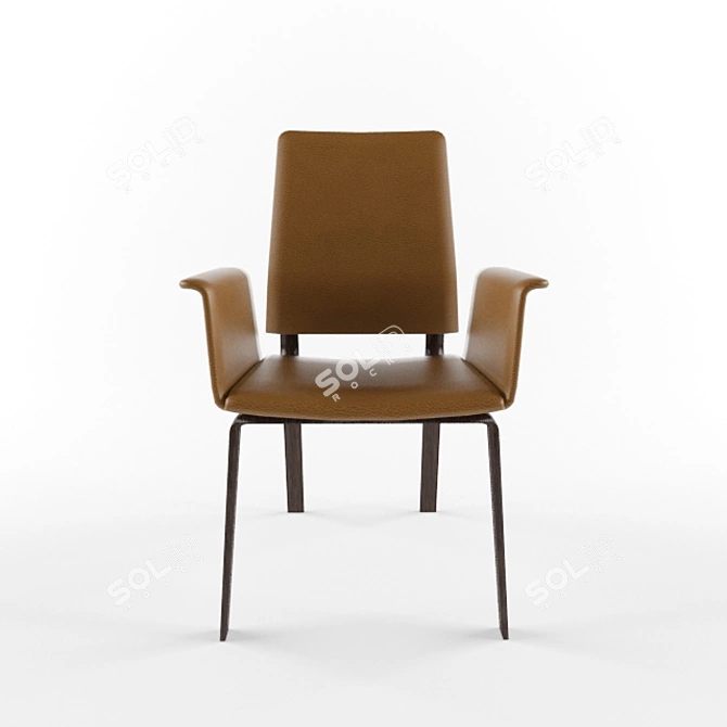 Luxury Leather Armchair with Wooden Legs 3D model image 2