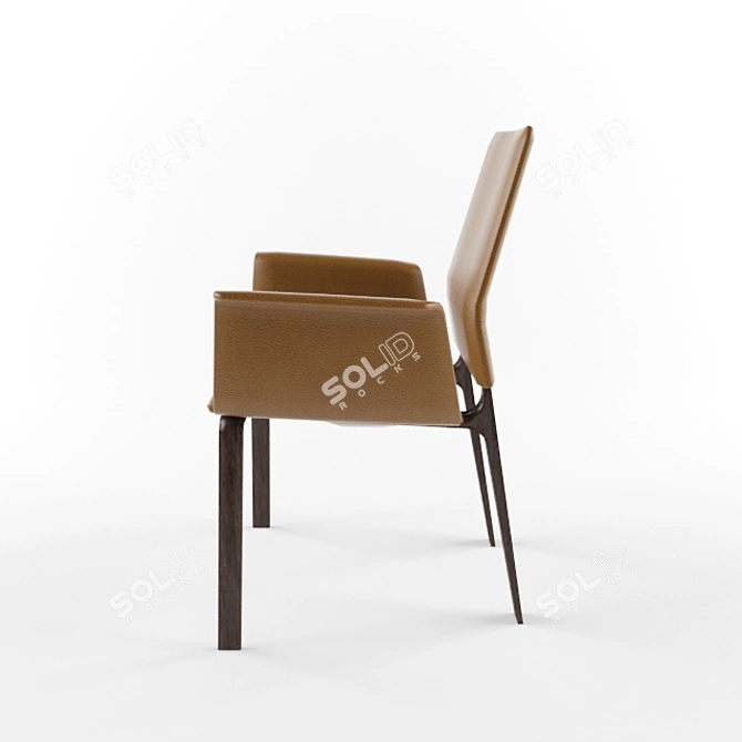 Luxury Leather Armchair with Wooden Legs 3D model image 3