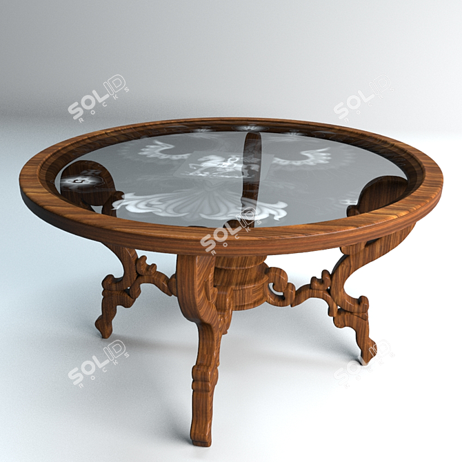 Antique Coffee Table with Coat of Arms 3D model image 2