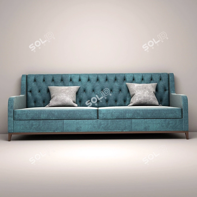 Velvet Capitone Back Sofa 3D model image 1