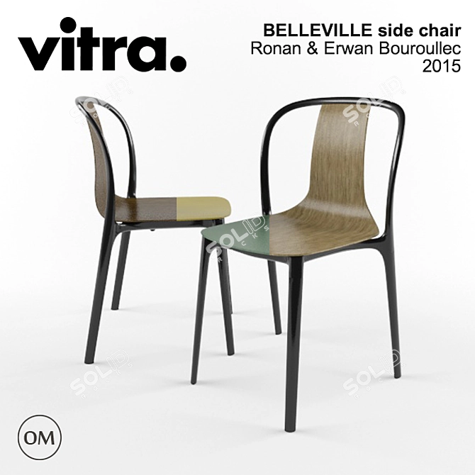 Vitra Belleville Side Chair: Sleek Simplicity for Modern Spaces 3D model image 1