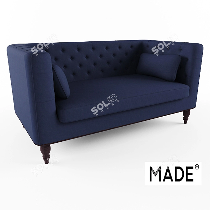 Luxury Navy Flynn Sofa 3D model image 1