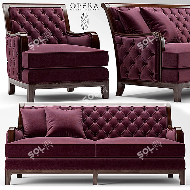 Elegant Opera Sofa & Chair 3D model image 1