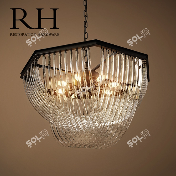 Art Deco Inspired Clear Glass Chandelier 3D model image 1