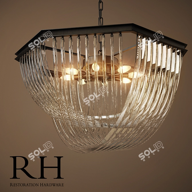 Art Deco Inspired Clear Glass Chandelier 3D model image 2