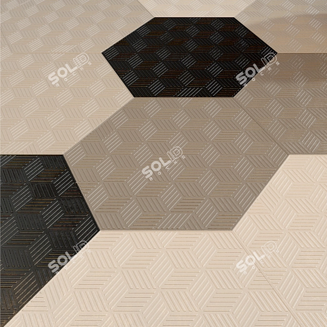 Elegant Geometric Tiles: TOSCANA CUBIC 3D model image 1