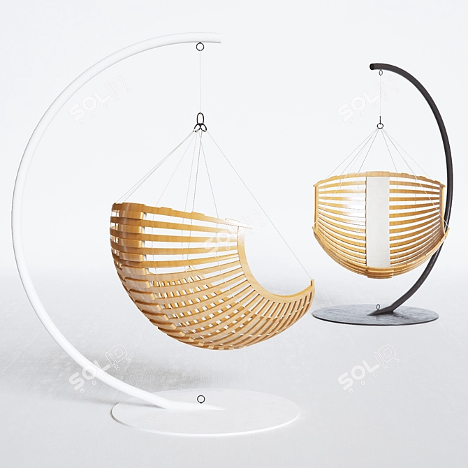 Concept Suspendu: Modern Wooden Hanging Chair 3D model image 1