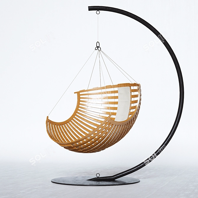 Concept Suspendu: Modern Wooden Hanging Chair 3D model image 2