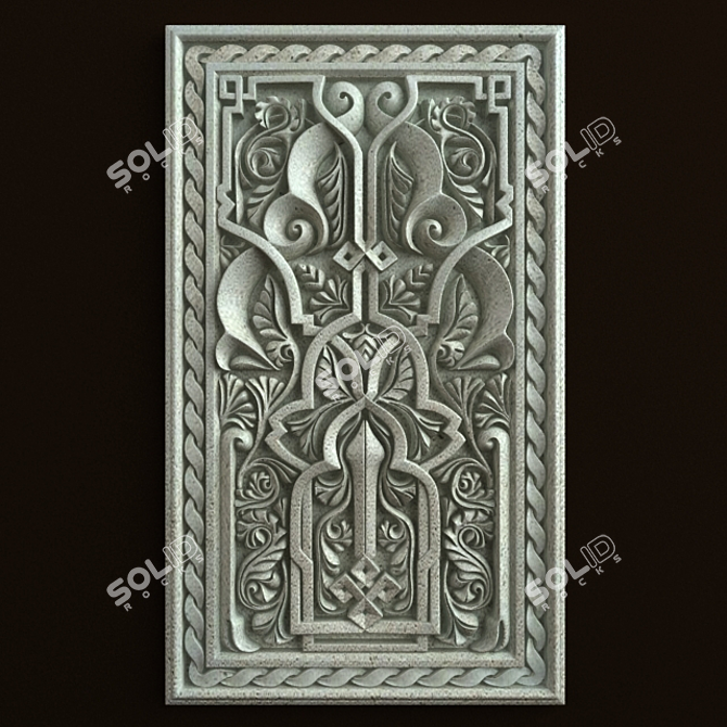 Exquisite Arabic Carving Ornament 3D model image 1