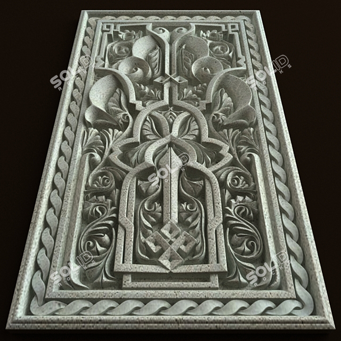 Exquisite Arabic Carving Ornament 3D model image 3